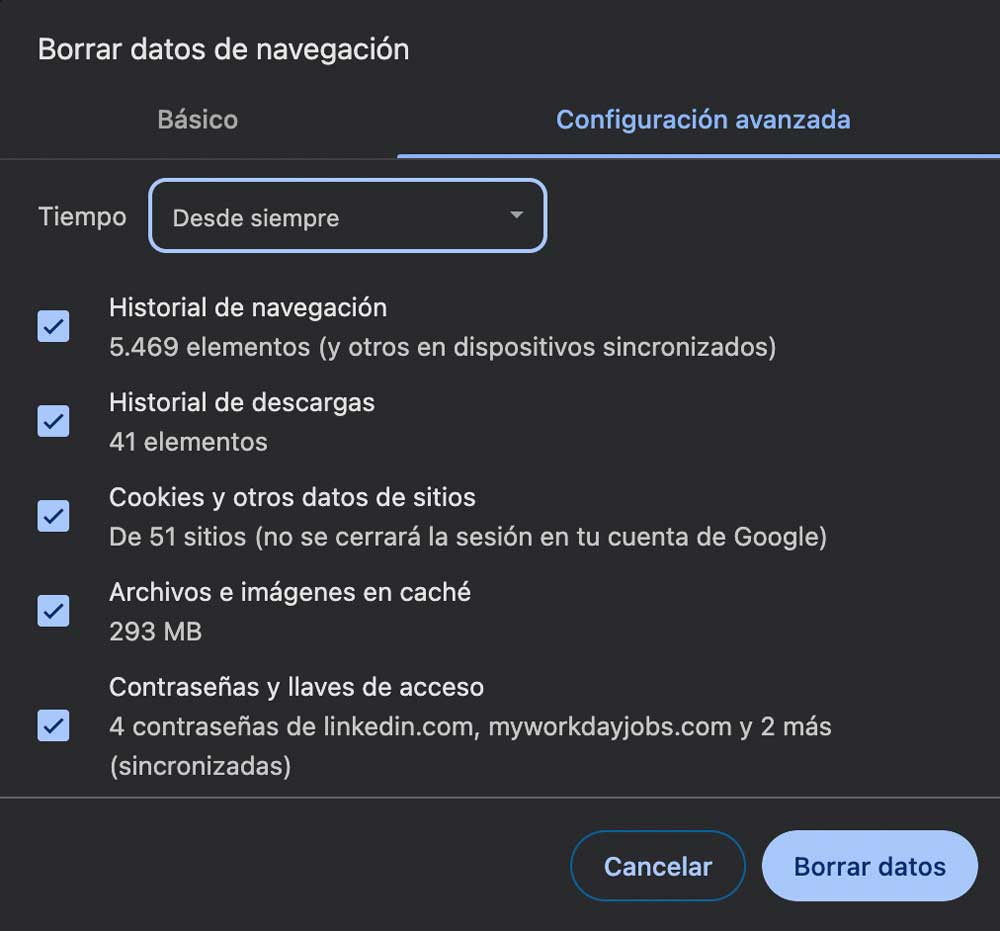 Cómo borrar historial de navegación en el navegador Google Chrome